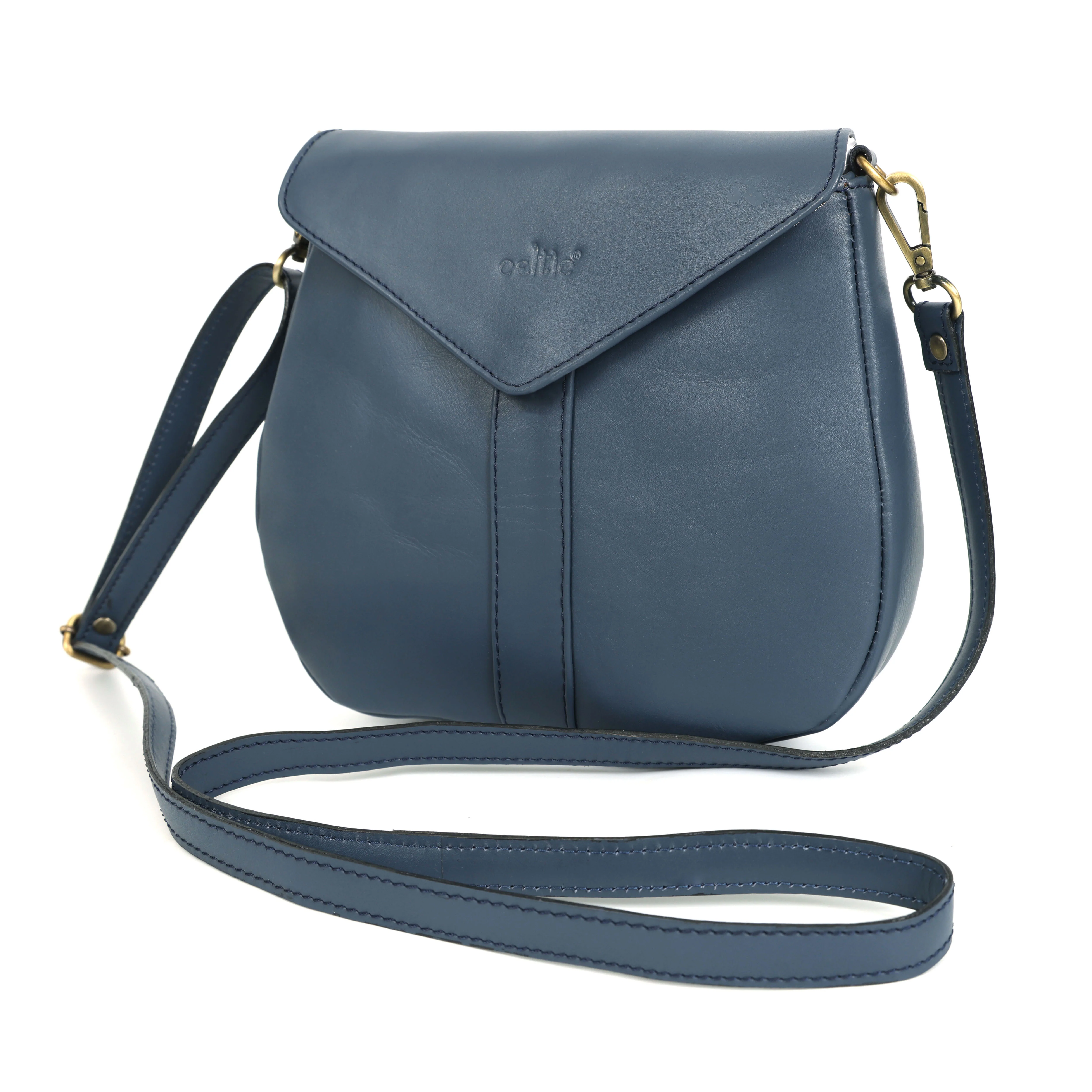 Premium Genuine Leather Flap Crossbody Bag with Adjustable Strap & Zip Pockets - Image 2