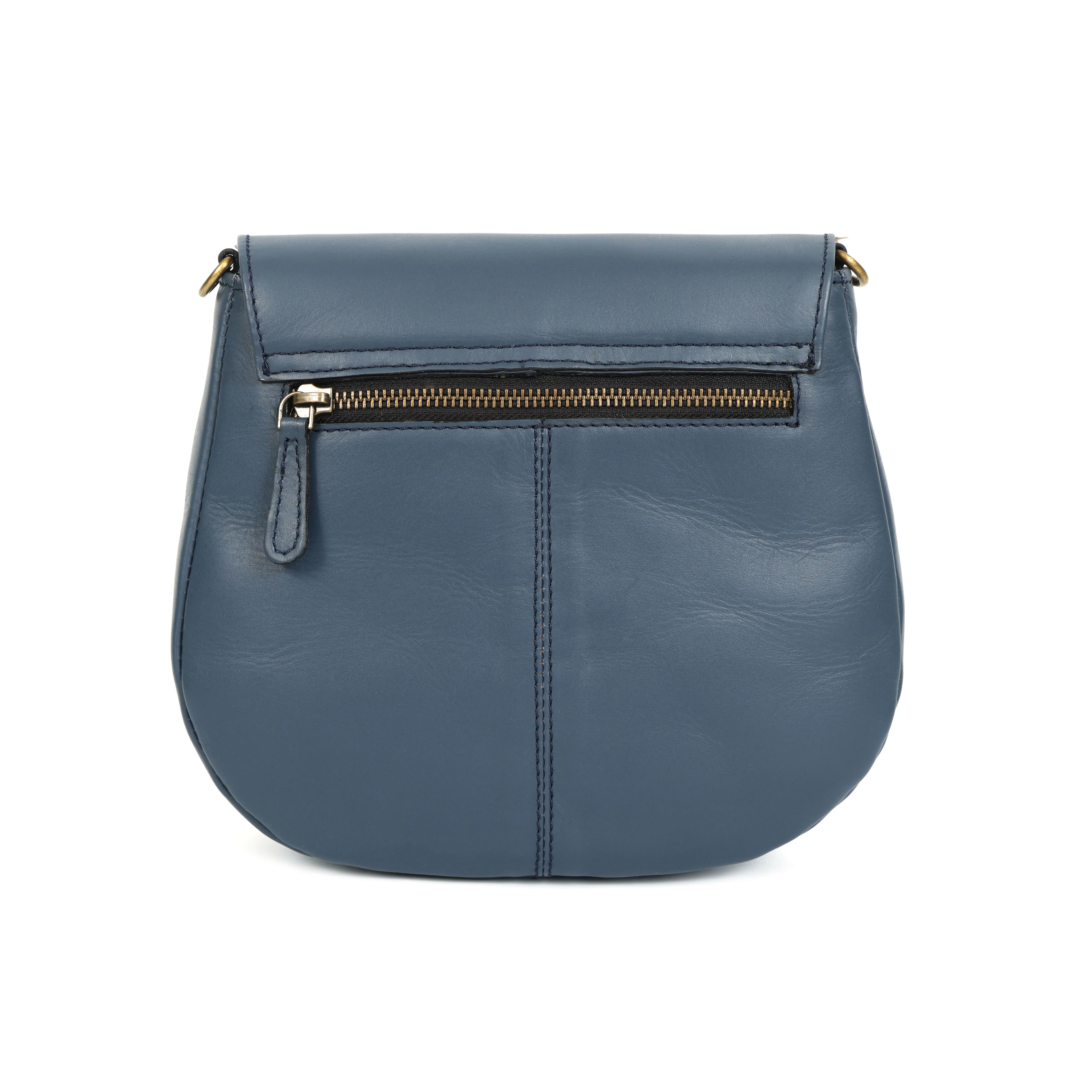 Premium Genuine Leather Flap Crossbody Bag with Adjustable Strap & Zip Pockets - Image 6