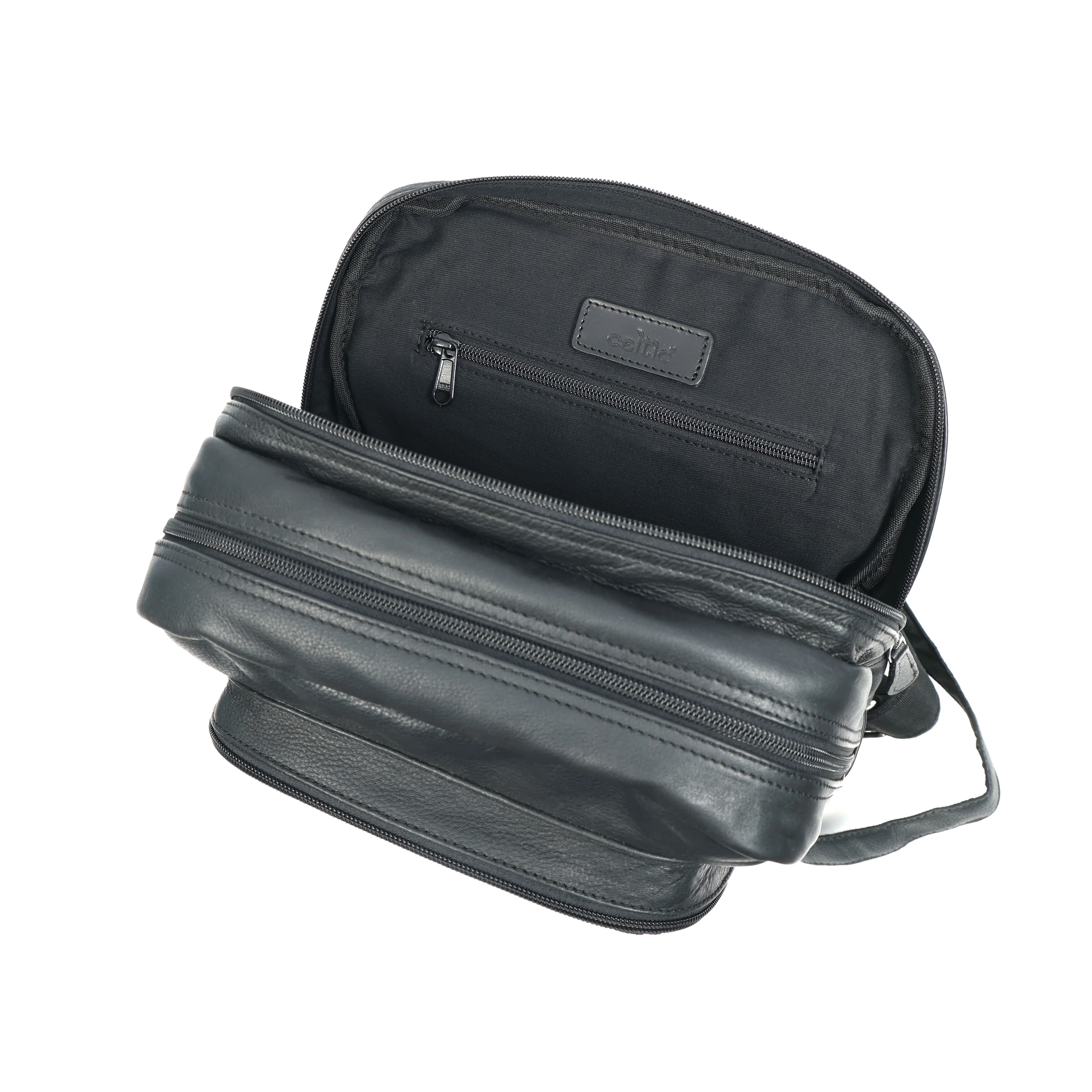 Premium Genuine Leather Multi-Zip Backpack with Padded Straps & Smart Organizer - Image 5