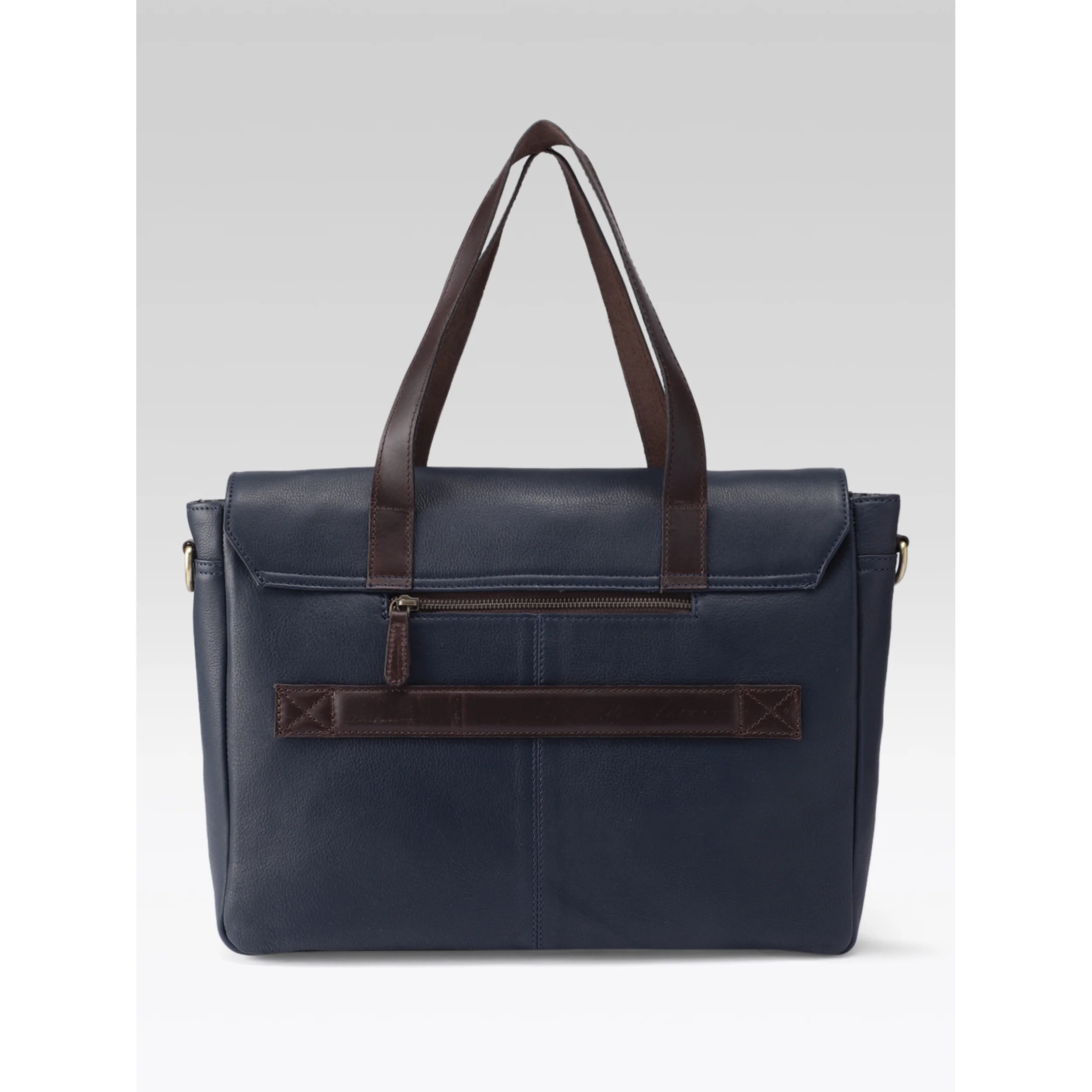 Premium Genuine Leather Office Laptop Bag with Tablet Sleeve & Adjustable Strap - Image 4