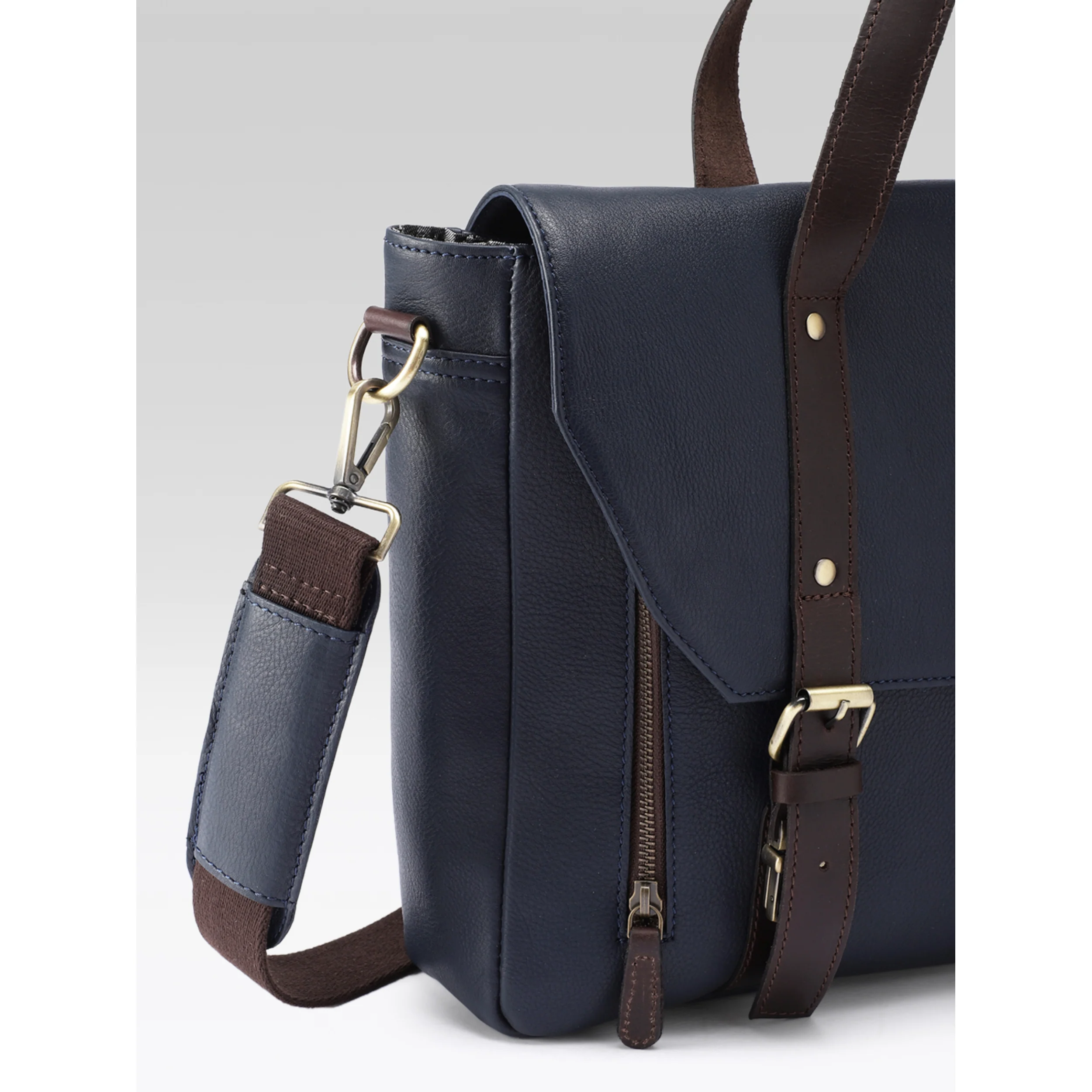 Premium Genuine Leather Office Laptop Bag with Tablet Sleeve & Adjustable Strap - Image 6