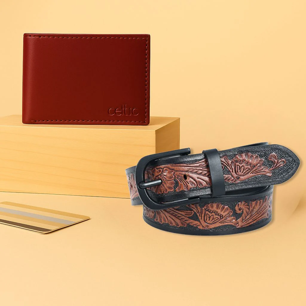 Vintage Leather Wallet & Belt Set - Image 2