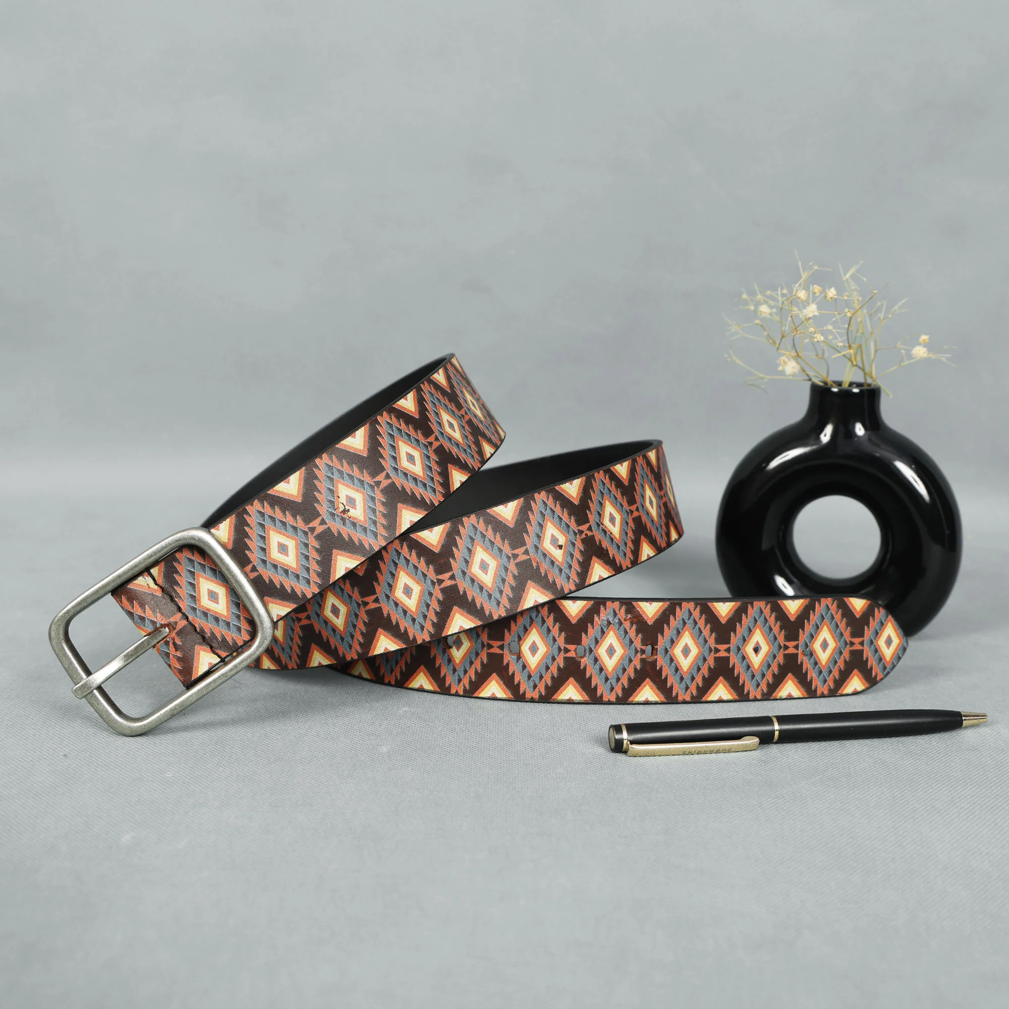 Vintage Silver Buckle Belt & Sleek Leather Wallet Combo Everyday Essential Set - Image 6