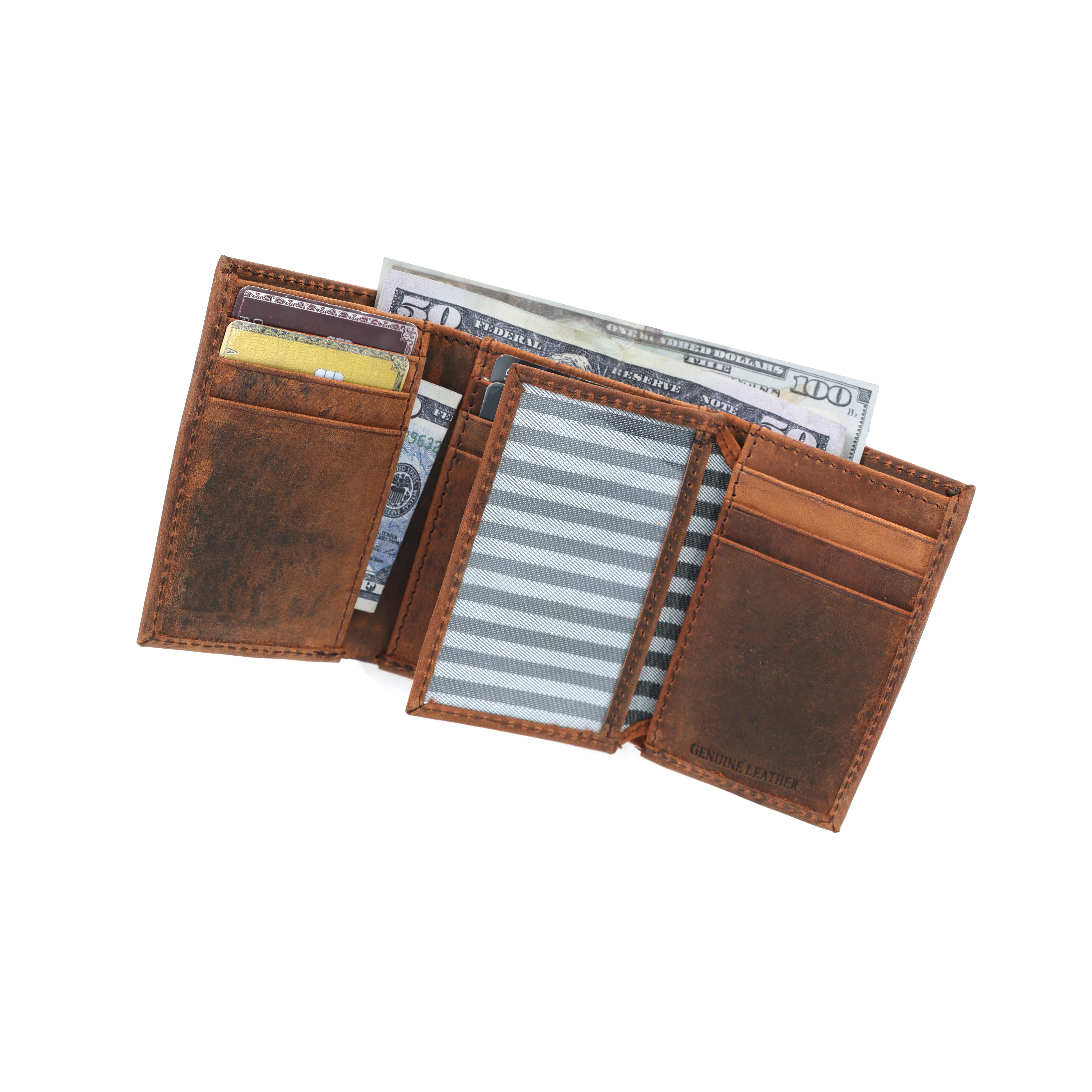 Premium Vintage Tri-Fold Genuine Leather Wallet | Export Quality | Multi-Card & ID Holder - Image 4