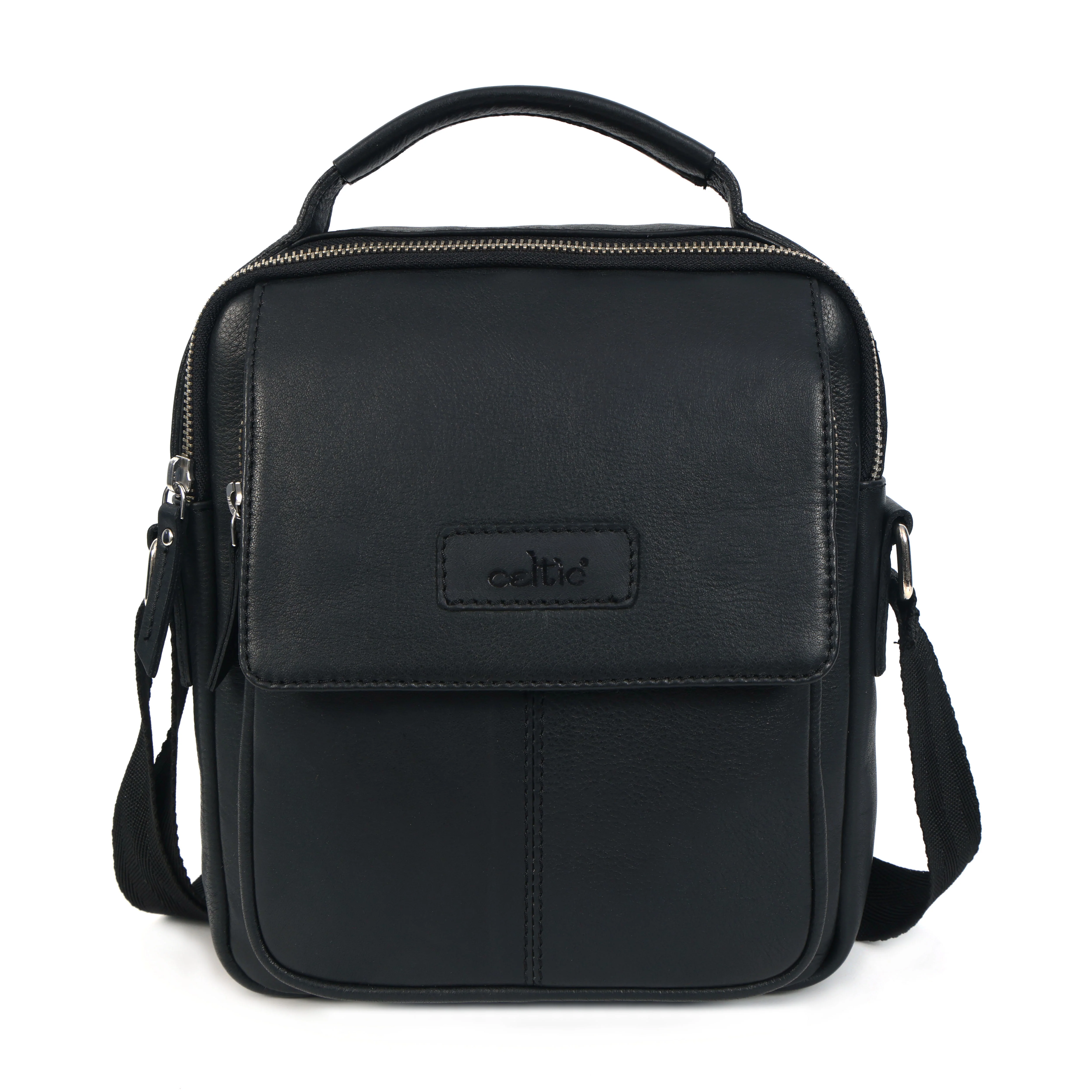 Unisex Leather Crossbody Sling Bag with Front Flap Pocket & Adjustable Strap - Image 11