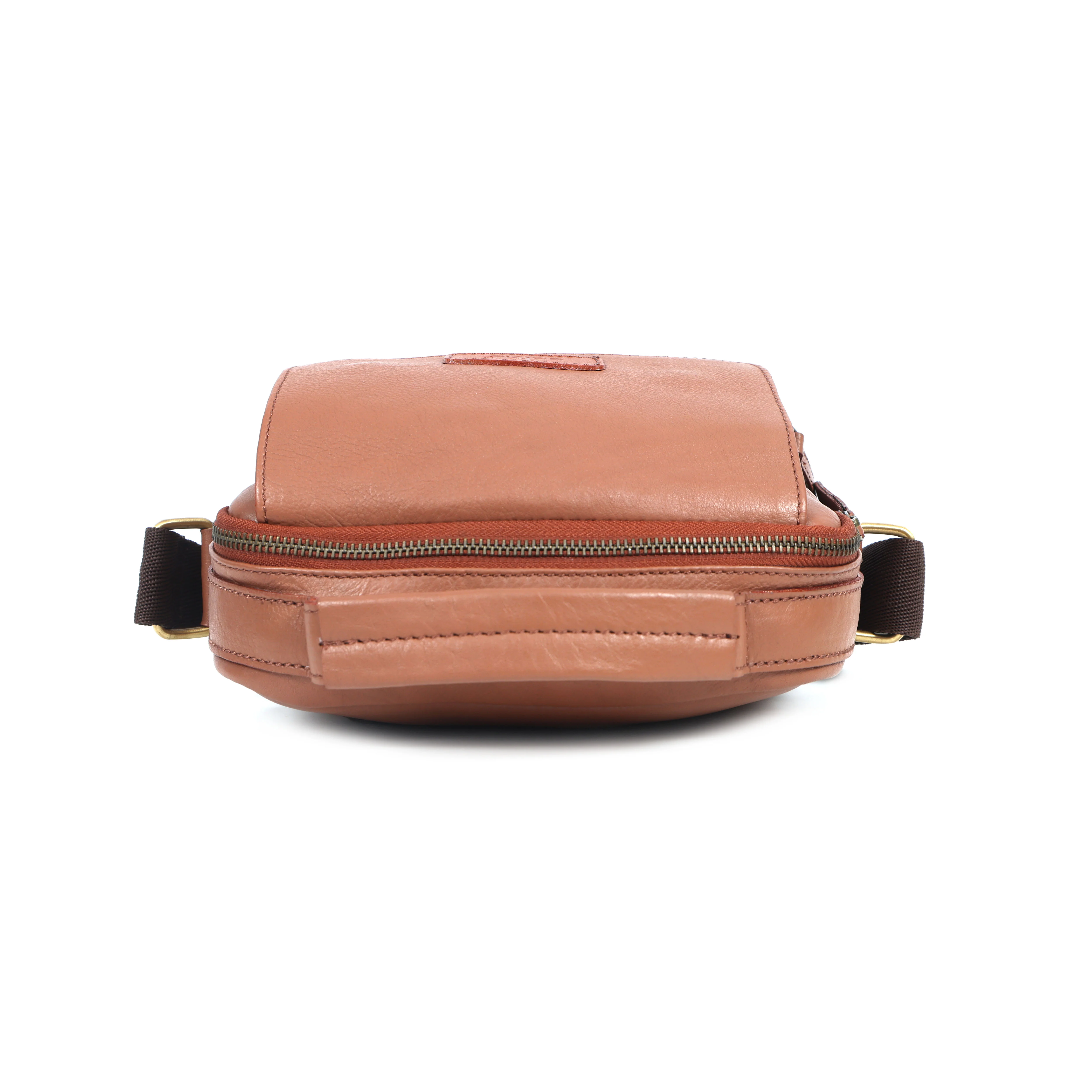 Unisex Leather Crossbody Sling Bag with Front Flap Pocket & Adjustable Strap - Image 13