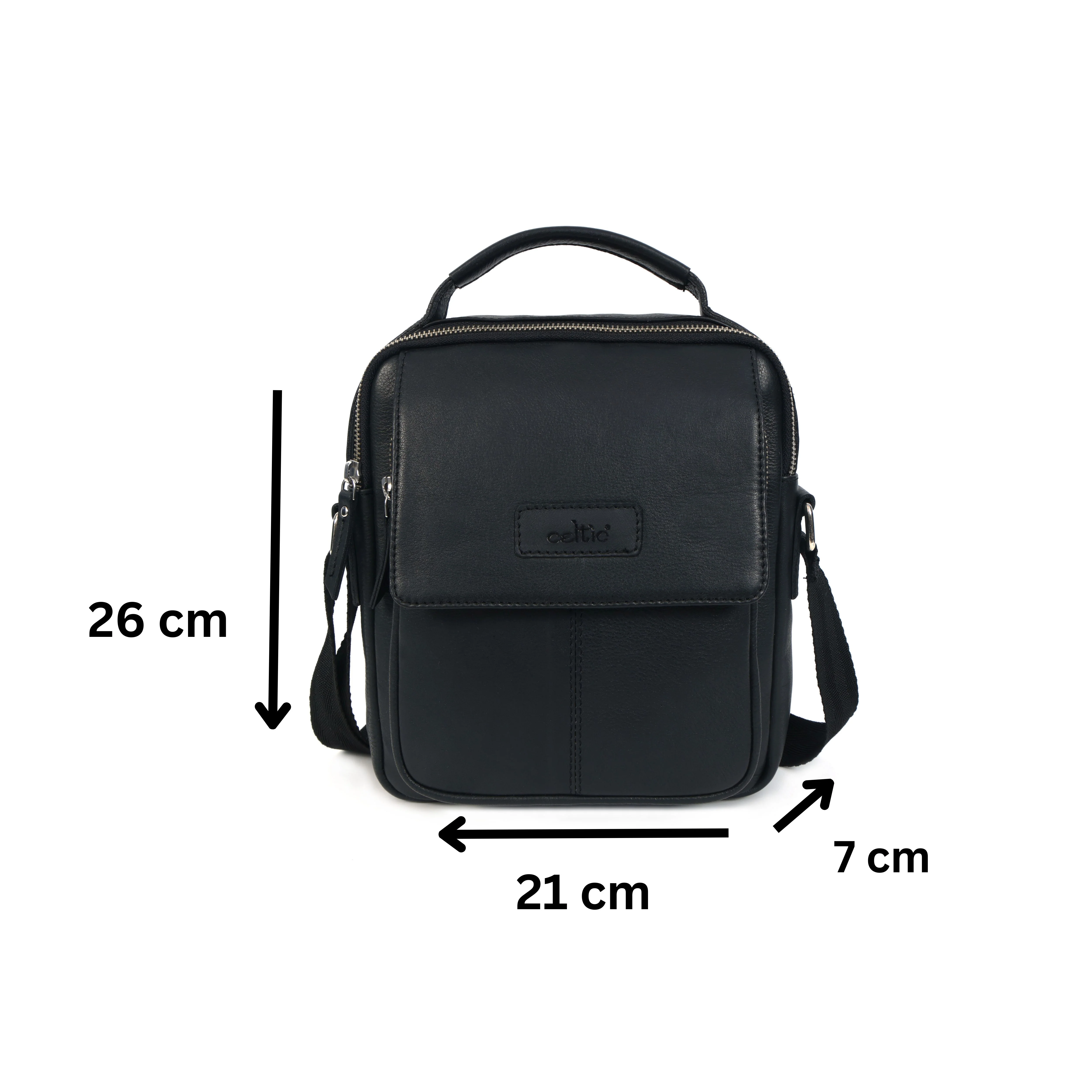 Unisex Leather Crossbody Sling Bag with Front Flap Pocket & Adjustable Strap - Image 14