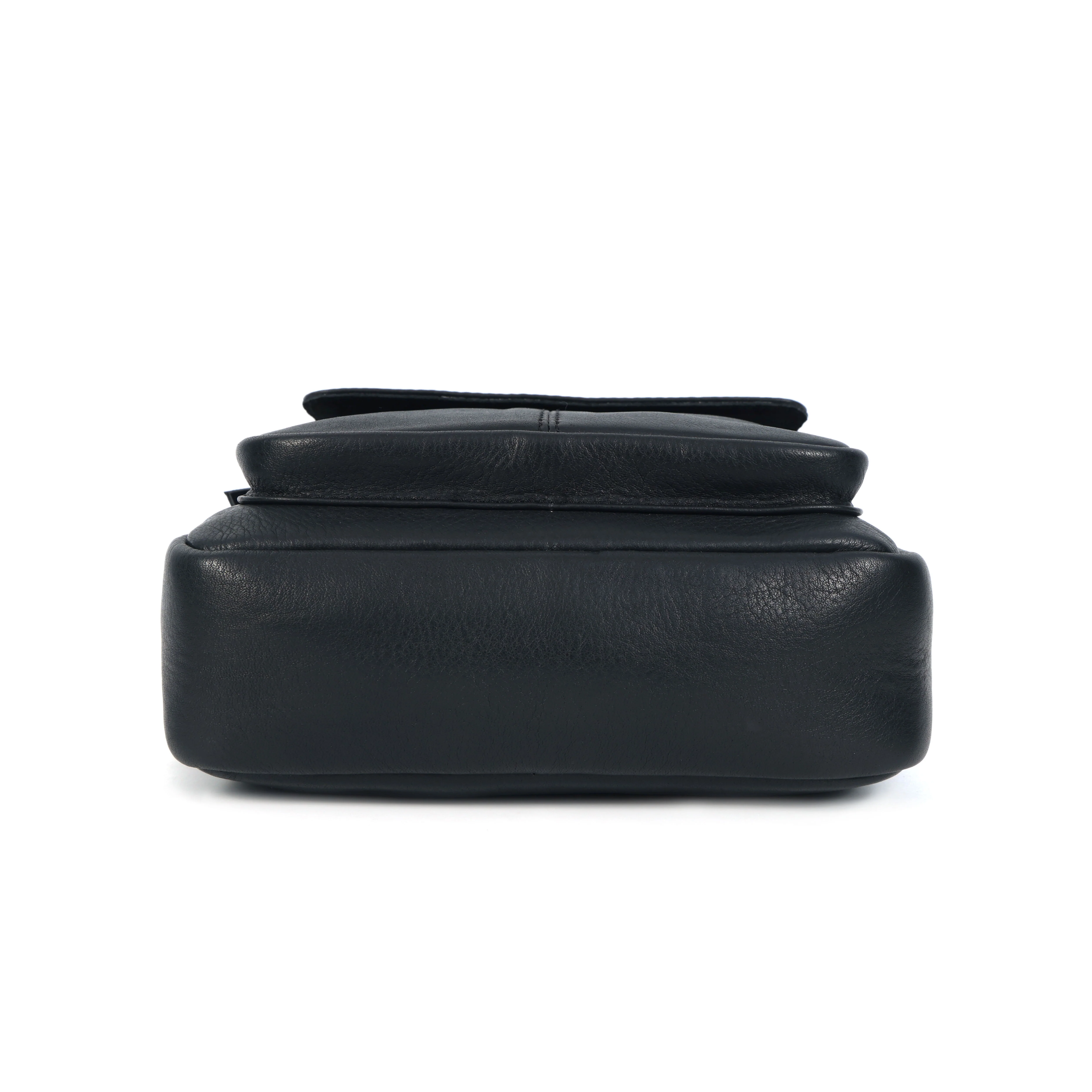 Unisex Leather Crossbody Sling Bag with Front Flap Pocket & Adjustable Strap - Image 17