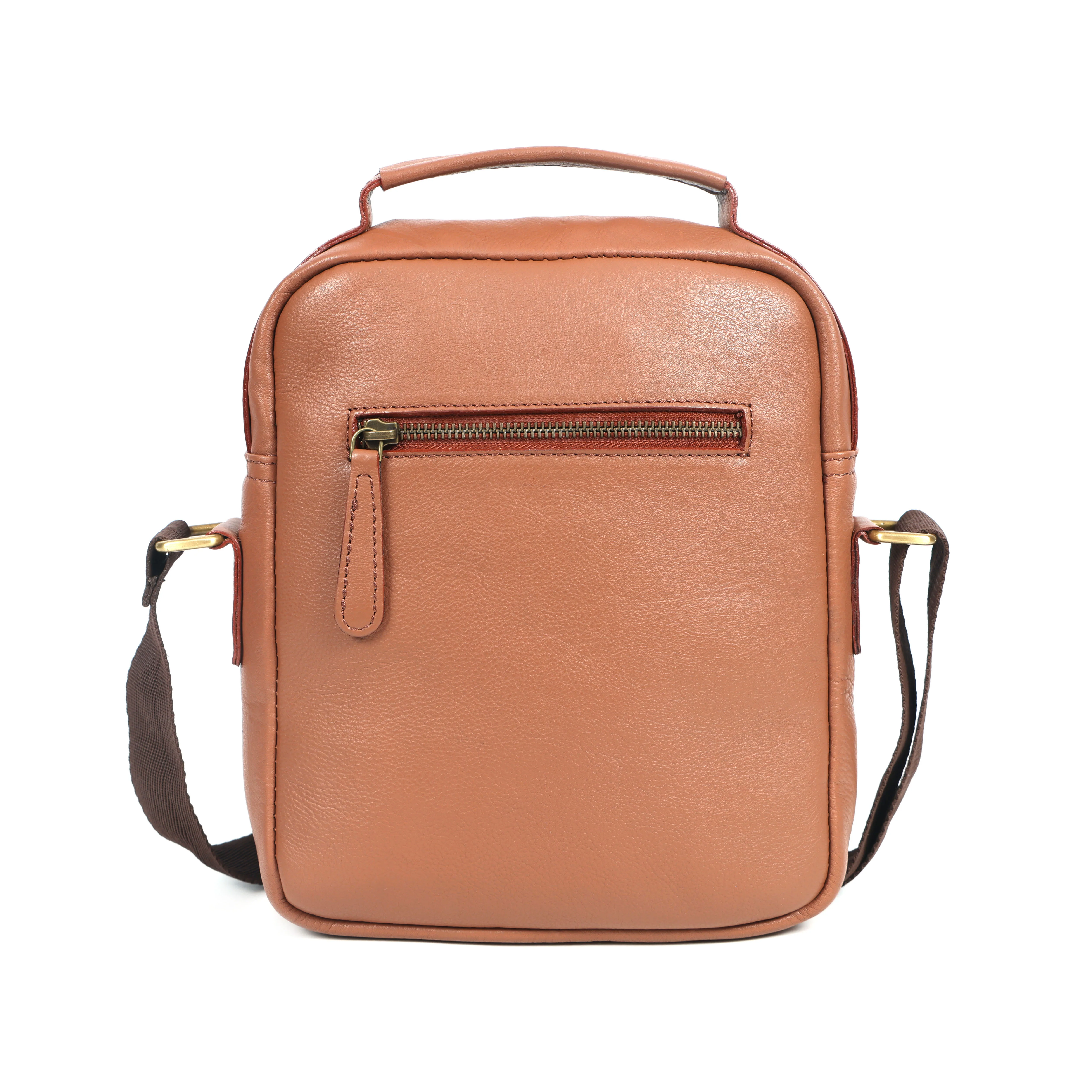 Unisex Leather Crossbody Sling Bag with Front Flap Pocket & Adjustable Strap - Image 4