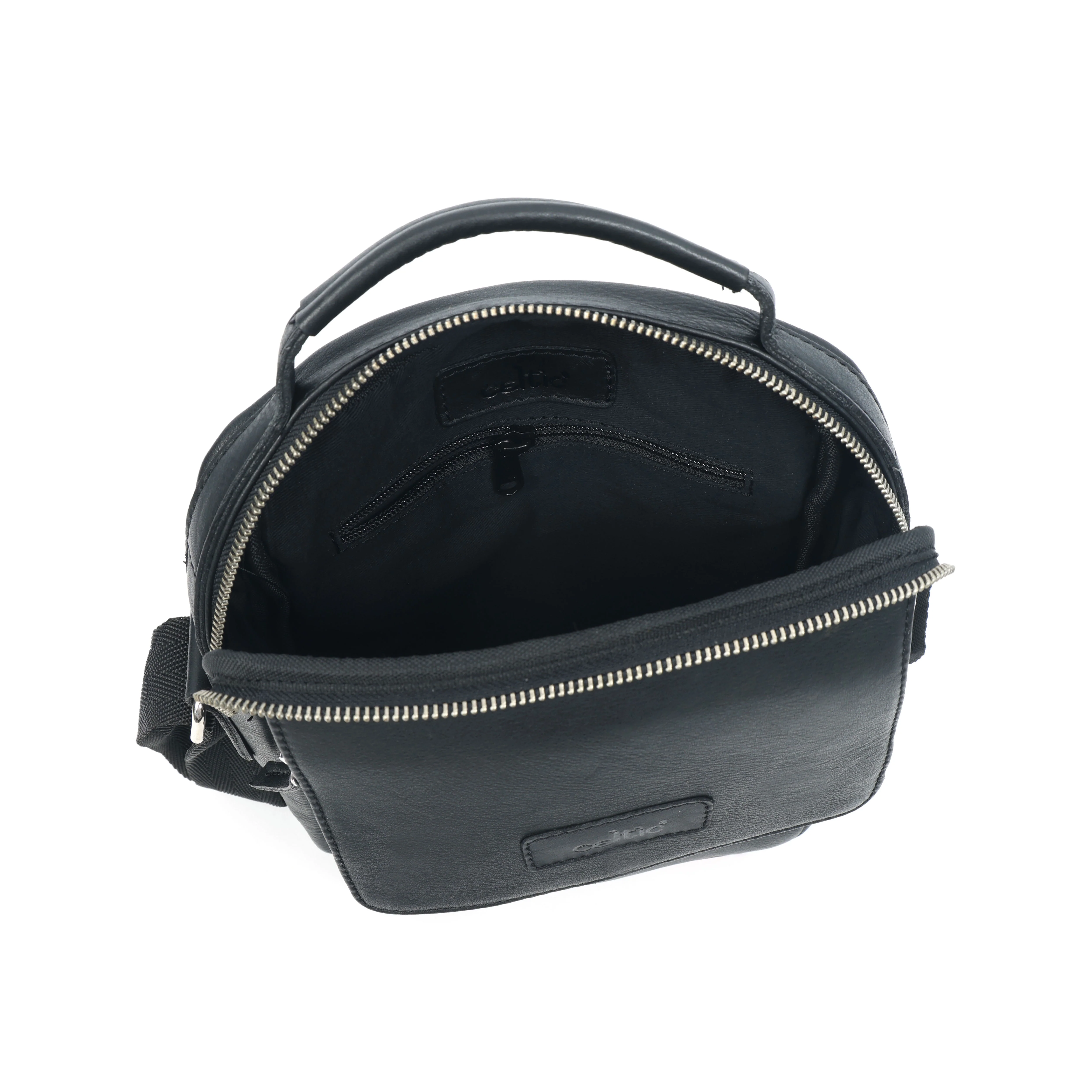 Unisex Leather Crossbody Sling Bag with Front Flap Pocket & Adjustable Strap - Image 9