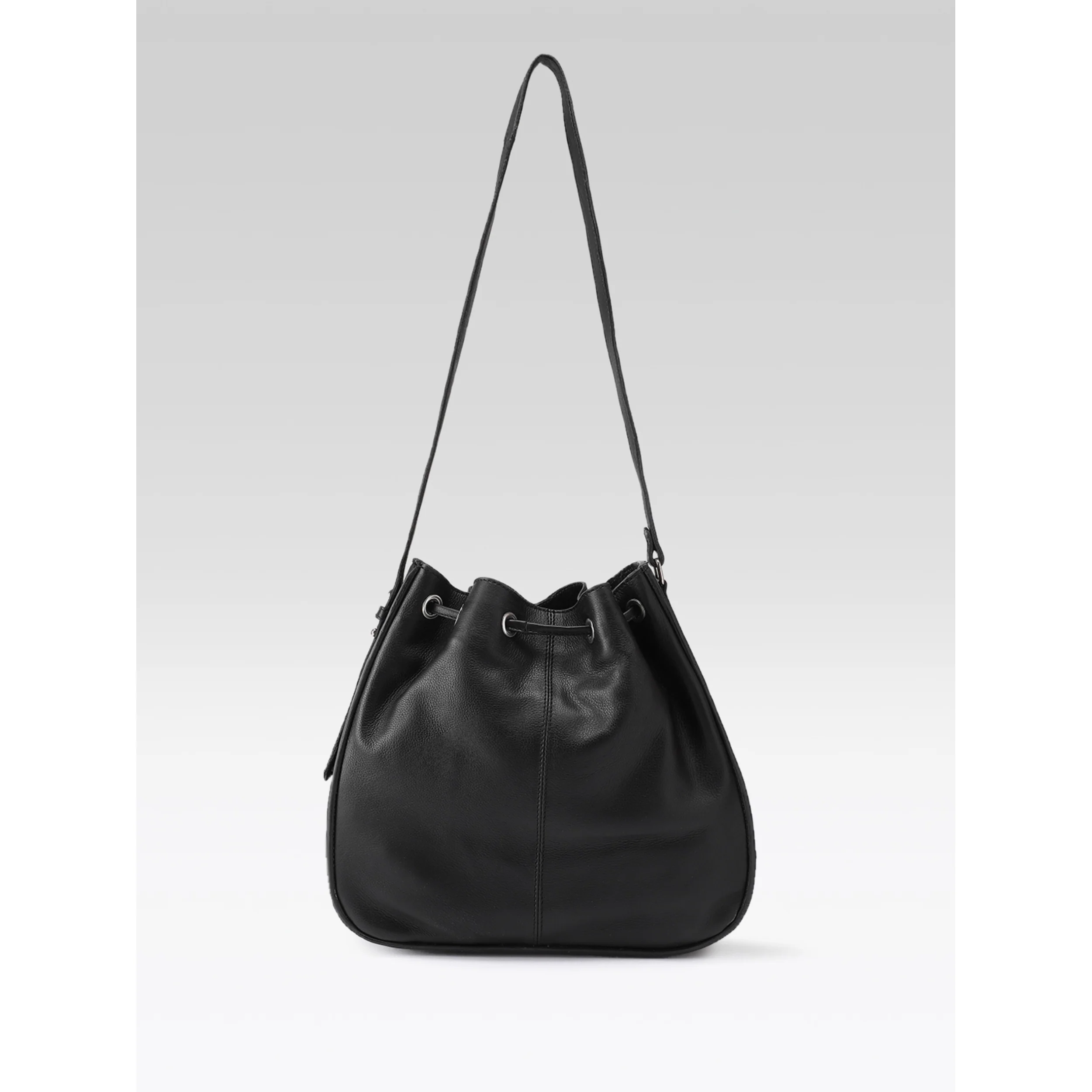 Premium Genuine Leather Drawstring Shoulder Bag | Spacious Tote with Secure Closure - Image 3